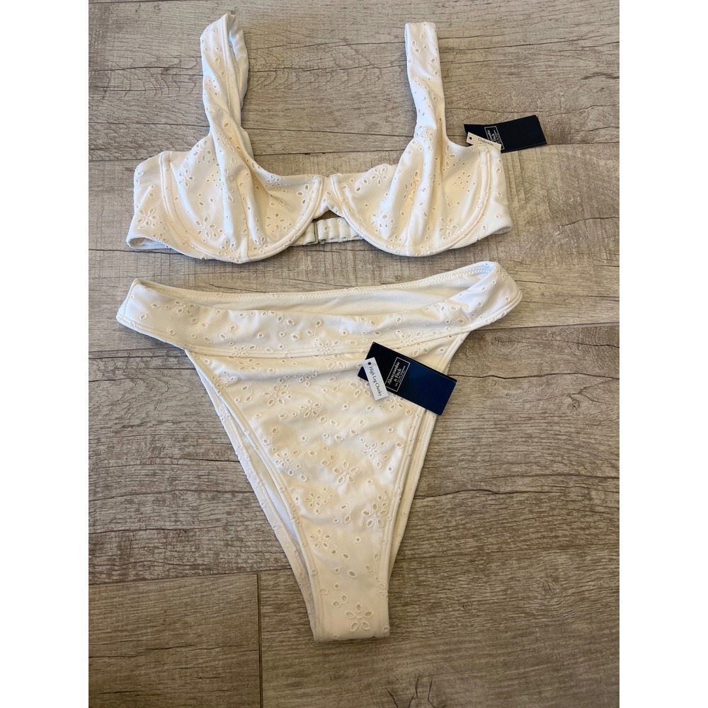 Abercrombie & Fitch White Eyelet Bikini Set
